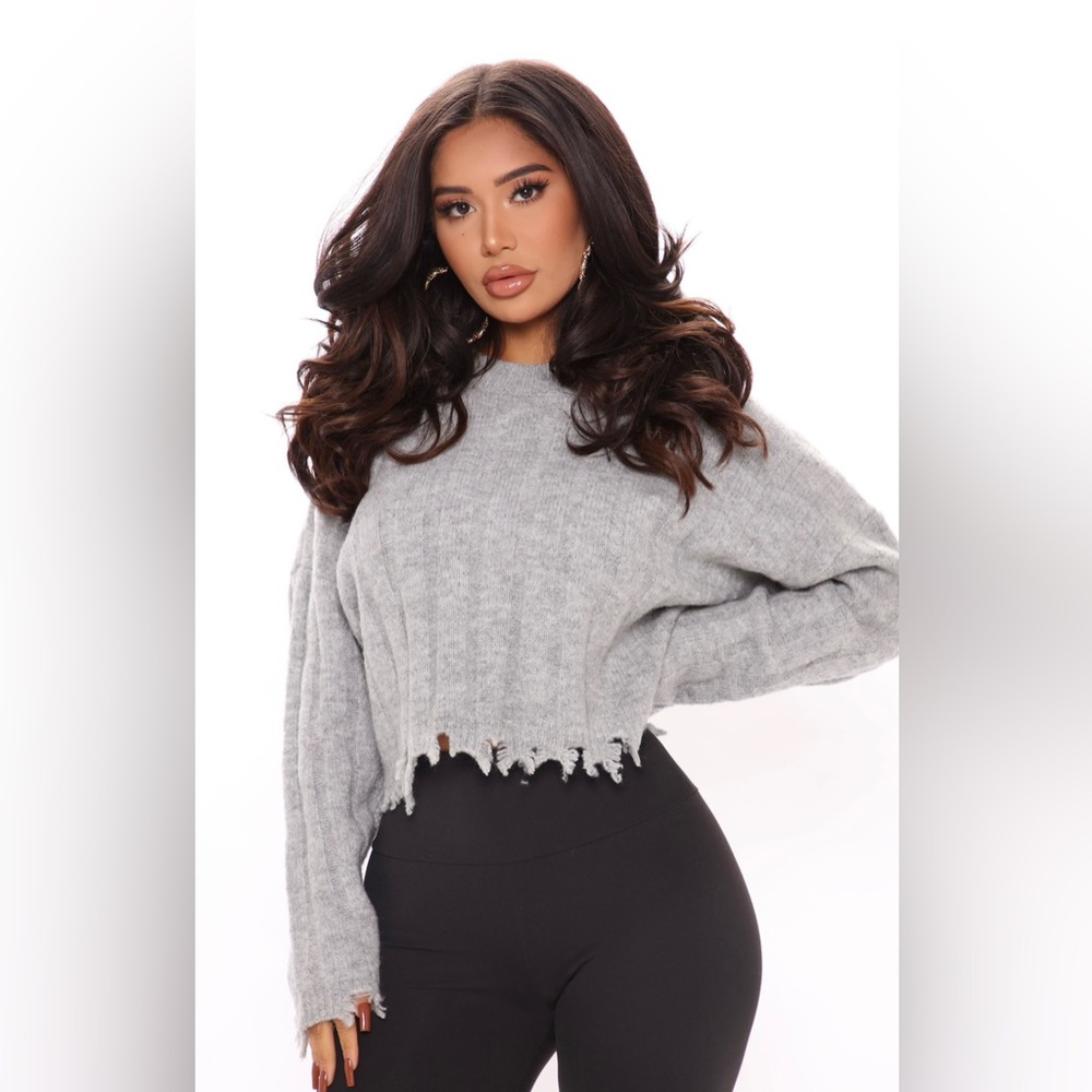 Gray sweater Crop Top